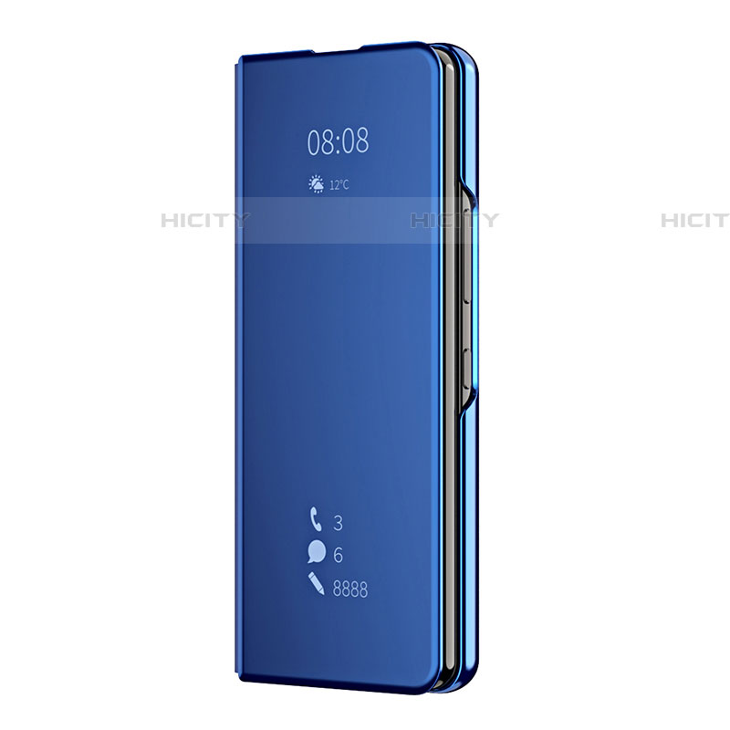 Handytasche Stand Schutzhülle Flip Leder Rahmen Spiegel Tasche ZL2 für Samsung Galaxy Z Fold4 5G Blau