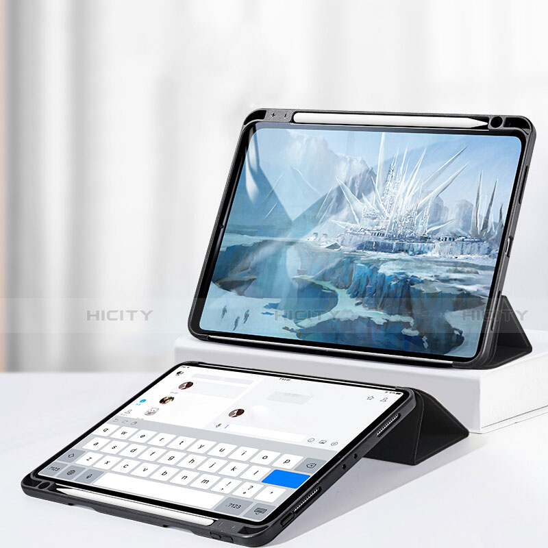 Handytasche Stand Schutzhülle Leder für Apple iPad Pro 11 (2020) Schwarz groß