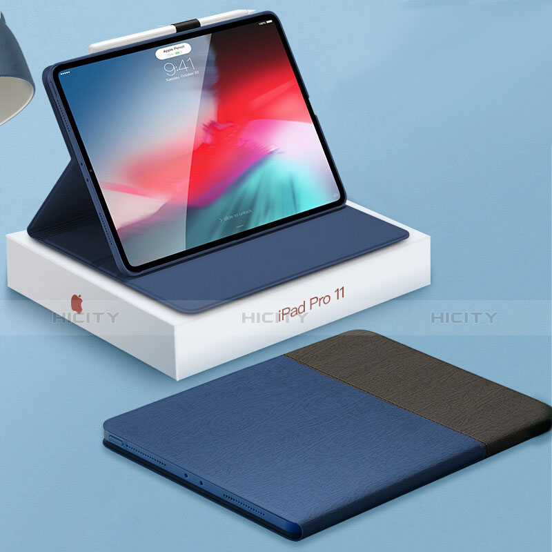 Handytasche Stand Schutzhülle Leder für Apple iPad Pro 12.9 (2018) Blau und Schwarz