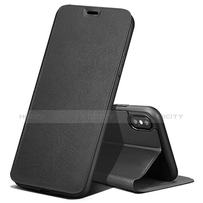 Handytasche Stand Schutzhülle Leder für Apple iPhone Xs Max Schwarz Plus