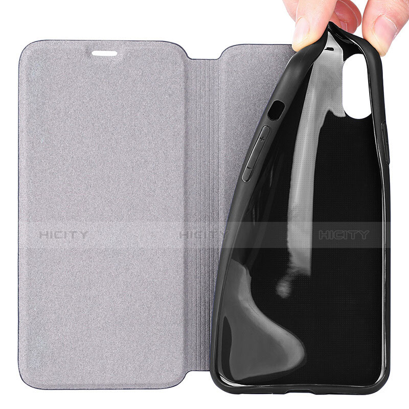 Handytasche Stand Schutzhülle Leder für Apple iPhone Xs Schwarz groß