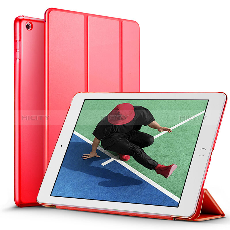 Handytasche Stand Schutzhülle Leder für Apple New iPad 9.7 (2018) Rot