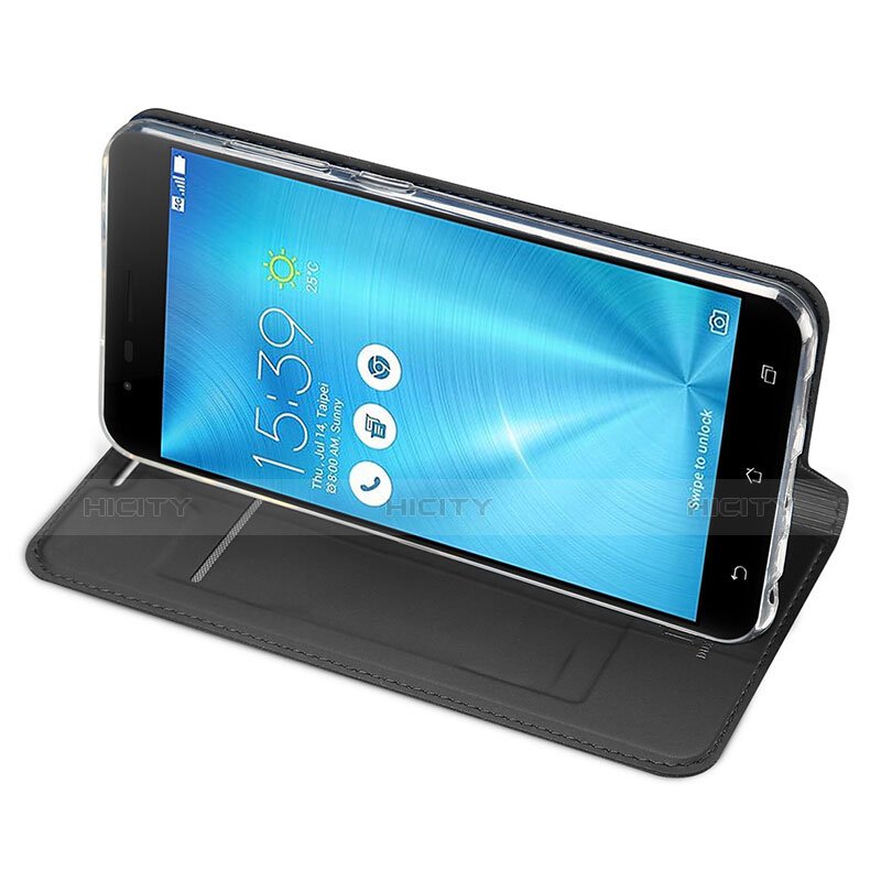 Handytasche Stand Schutzhülle Leder für Asus Zenfone 3 Zoom Schwarz