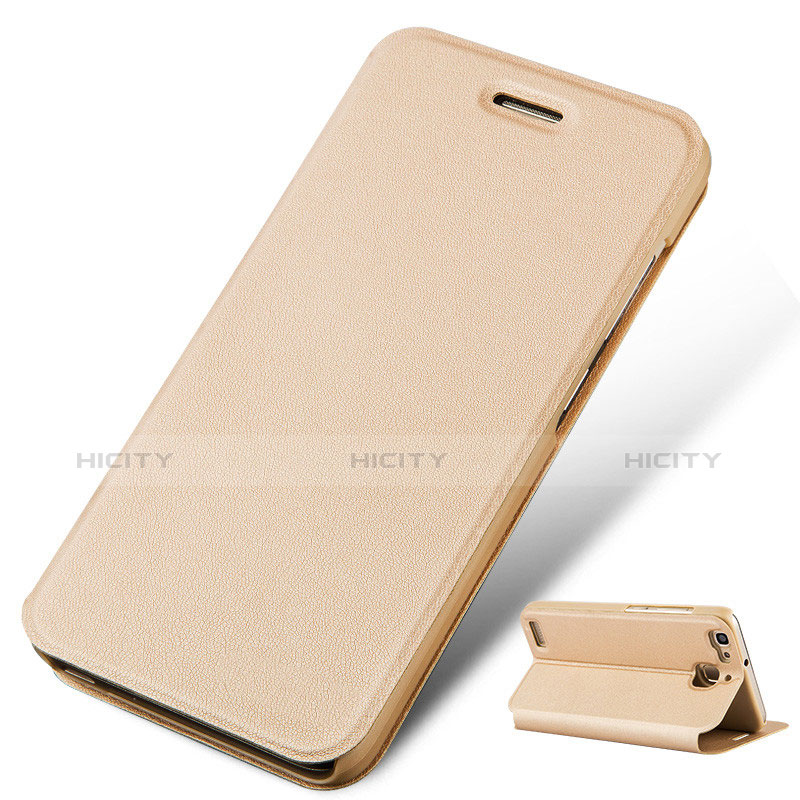 Handytasche Stand Schutzhülle Leder für Huawei Enjoy 5S Gold