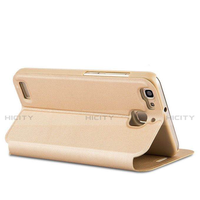 Handytasche Stand Schutzhülle Leder für Huawei Enjoy 5S Gold