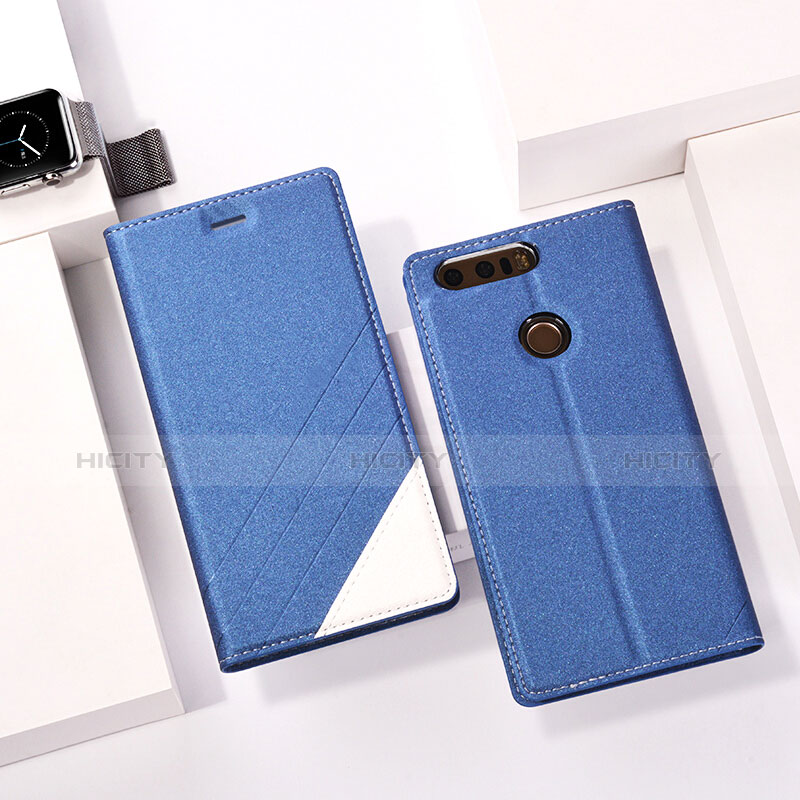 Handytasche Stand Schutzhülle Leder für Huawei Honor 8 Blau