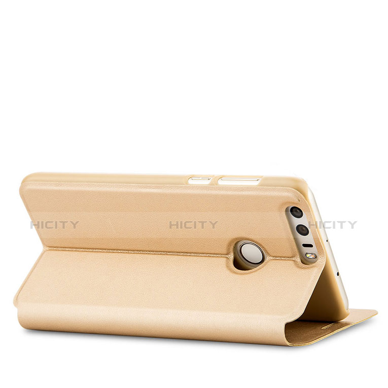 Handytasche Stand Schutzhülle Leder für Huawei Honor 8 Gold groß