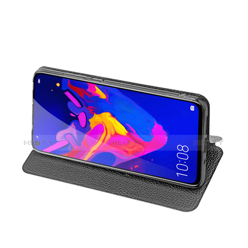 Handytasche Stand Schutzhülle Leder für Huawei Honor V20 Schwarz