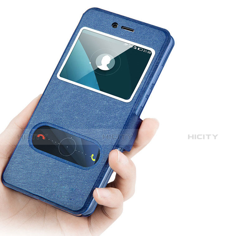 Handytasche Stand Schutzhülle Leder für Huawei Honor V8 Blau