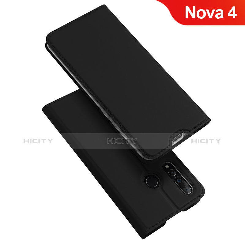 Handytasche Stand Schutzhülle Leder für Huawei Nova 4 Schwarz