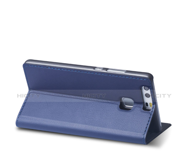 Handytasche Stand Schutzhülle Leder für Huawei P9 Blau