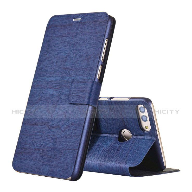 Handytasche Stand Schutzhülle Leder für Huawei Y9 (2018) Blau