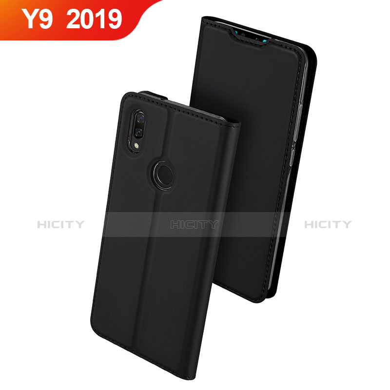 Handytasche Stand Schutzhülle Leder für Huawei Y9 (2019) Schwarz