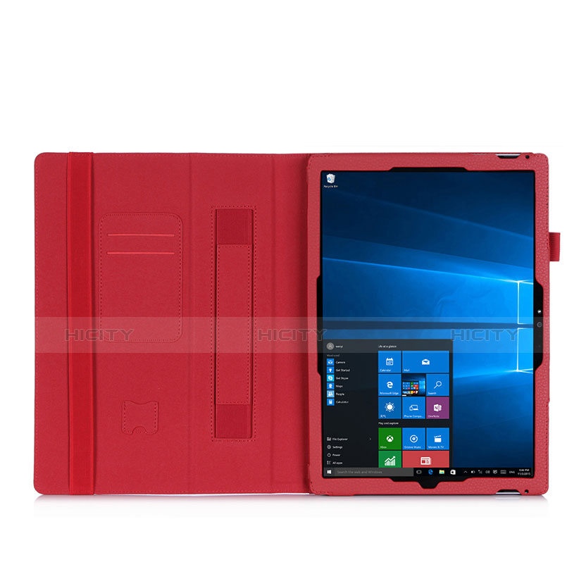 Handytasche Stand Schutzhülle Leder für Microsoft Surface Pro 4 Rot