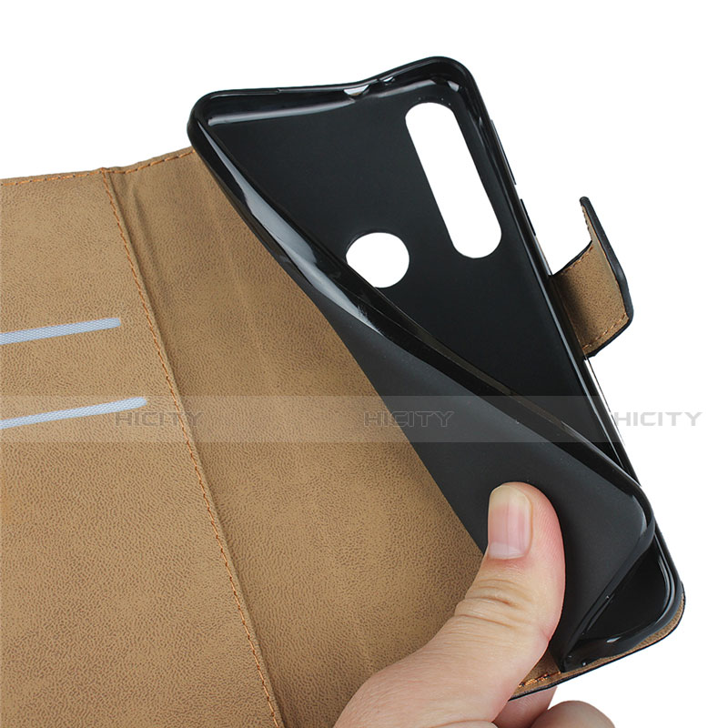 Handytasche Stand Schutzhülle Leder für Motorola Moto G8 Play Schwarz