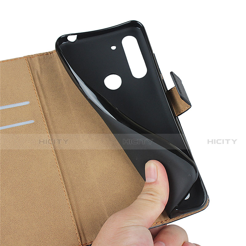 Handytasche Stand Schutzhülle Leder für Motorola Moto G8 Power Lite Schwarz