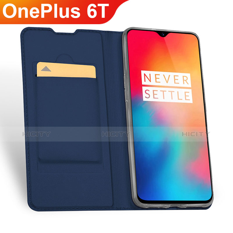 Handytasche Stand Schutzhülle Leder für OnePlus 6T Blau