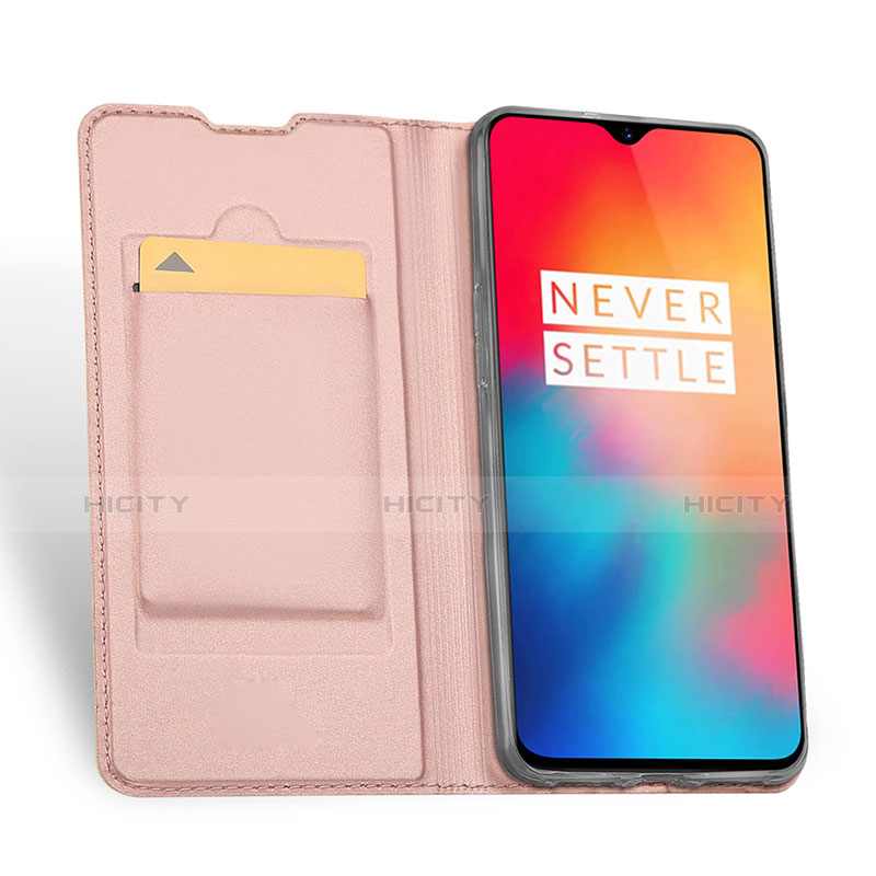 Handytasche Stand Schutzhülle Leder für OnePlus 6T Rosegold