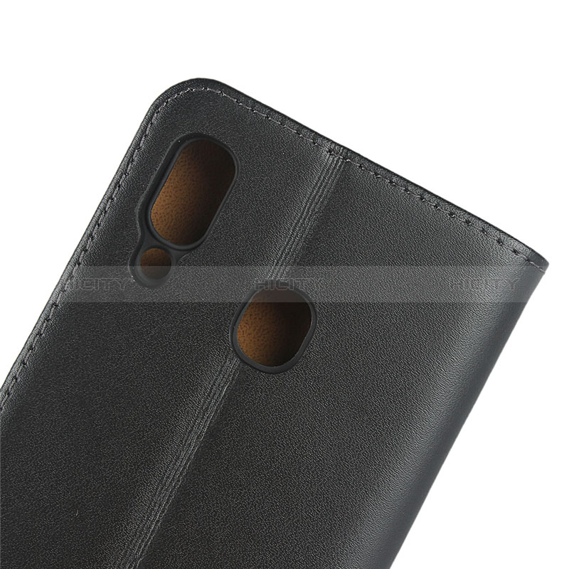 Handytasche Stand Schutzhülle Leder für Samsung Galaxy A20 Schwarz