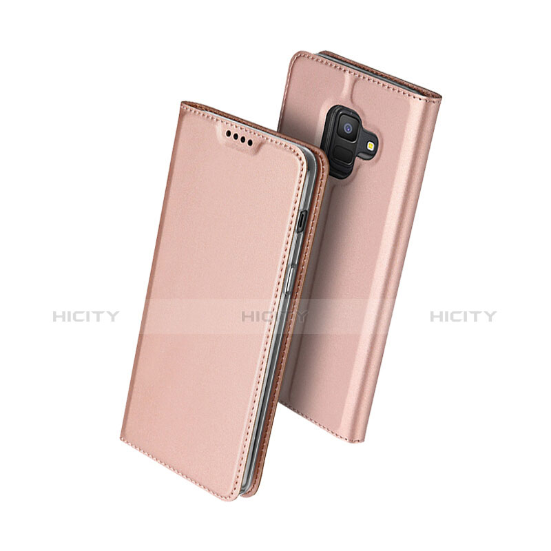 Handytasche Stand Schutzhülle Leder für Samsung Galaxy A6 (2018) Dual SIM Rosegold