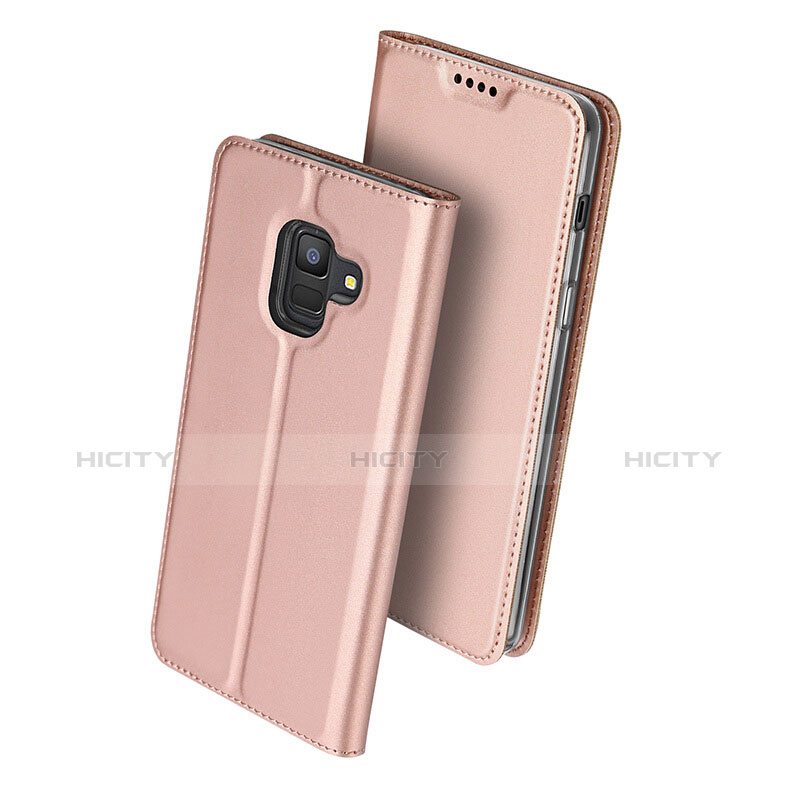 Handytasche Stand Schutzhülle Leder für Samsung Galaxy A6 (2018) Dual SIM Rosegold