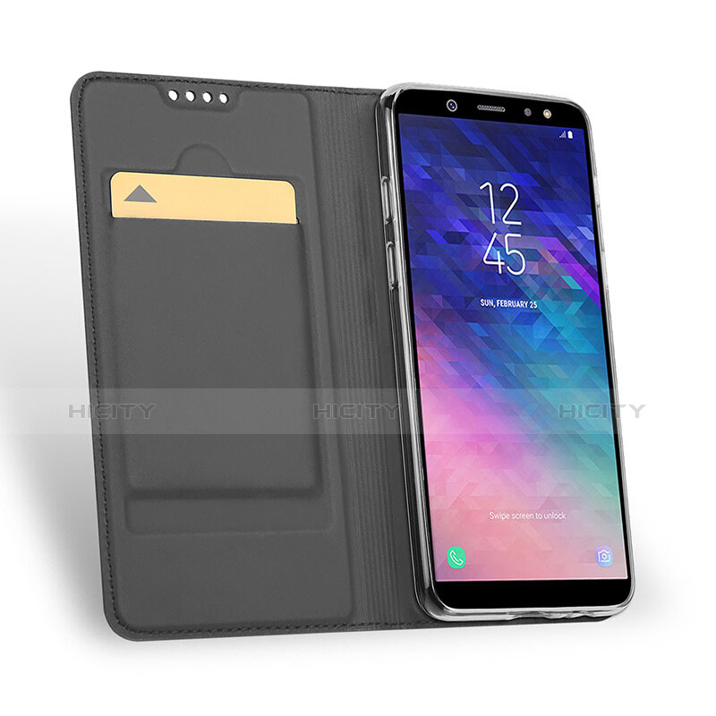 Handytasche Stand Schutzhülle Leder für Samsung Galaxy A6 (2018) Dual SIM Schwarz