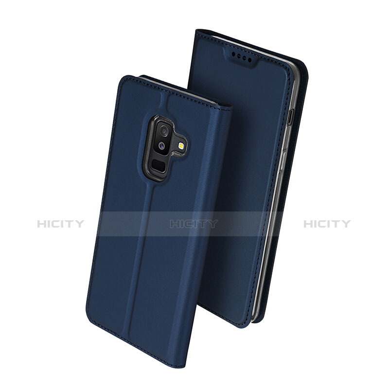 Handytasche Stand Schutzhülle Leder für Samsung Galaxy A6 Plus (2018) Blau