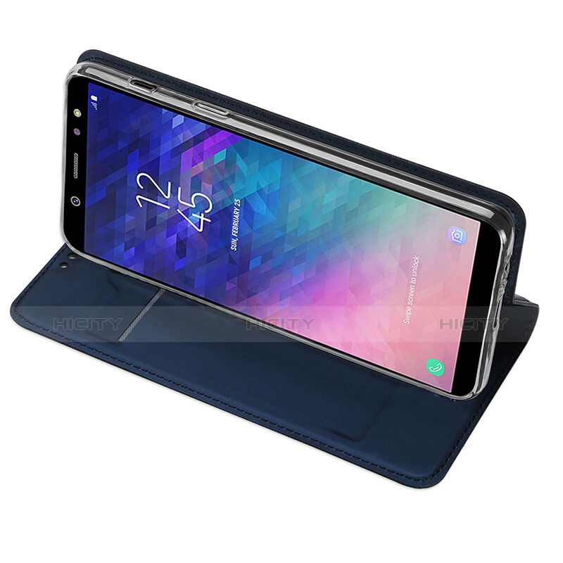 Handytasche Stand Schutzhülle Leder für Samsung Galaxy A6 Plus (2018) Blau