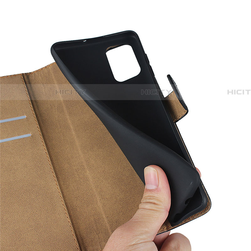 Handytasche Stand Schutzhülle Leder für Samsung Galaxy A71 5G Schwarz groß