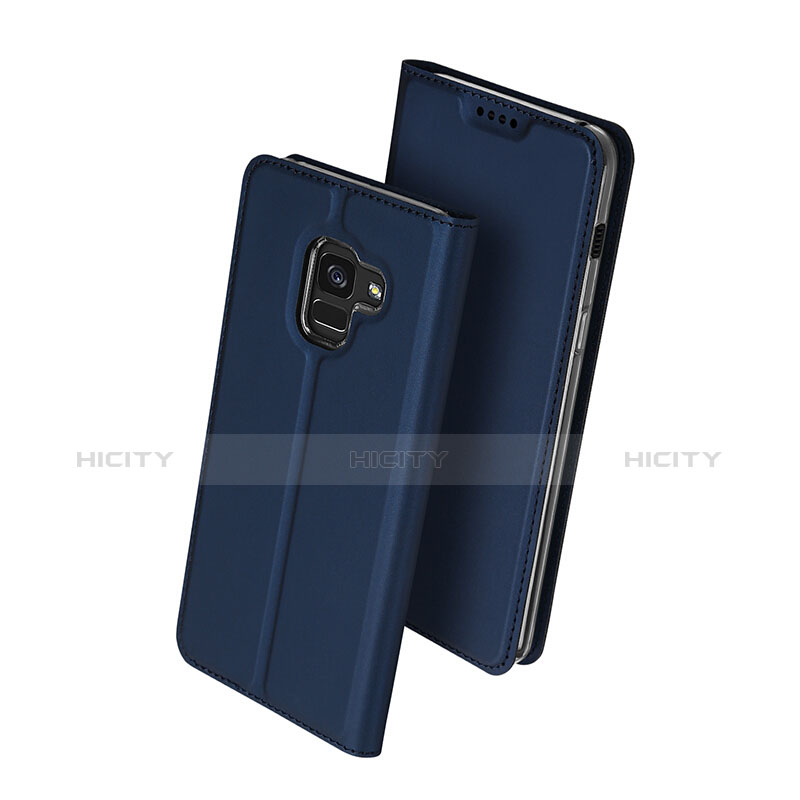 Handytasche Stand Schutzhülle Leder für Samsung Galaxy A8 (2018) A530F Blau