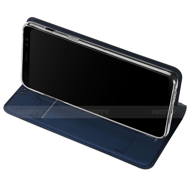 Handytasche Stand Schutzhülle Leder für Samsung Galaxy A8 (2018) A530F Blau