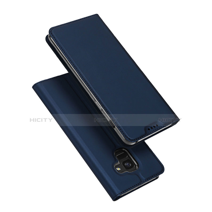 Handytasche Stand Schutzhülle Leder für Samsung Galaxy A8 (2018) A530F Blau