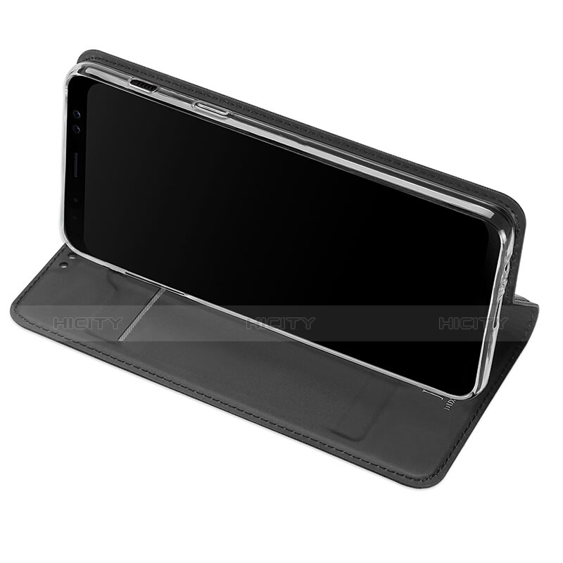 Handytasche Stand Schutzhülle Leder für Samsung Galaxy A8 (2018) A530F Schwarz