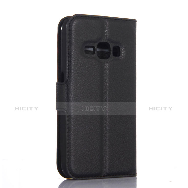 Handytasche Stand Schutzhülle Leder für Samsung Galaxy J1 (2016) J120F Schwarz groß