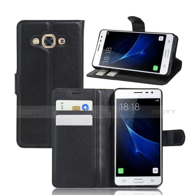 Handytasche Stand Schutzhülle Leder für Samsung Galaxy J3 Pro (2016) J3110 Schwarz