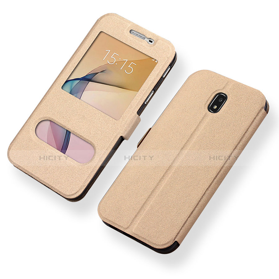 Handytasche Stand Schutzhülle Leder für Samsung Galaxy J5 (2017) SM-J750F Gold