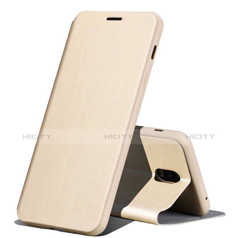 Handytasche Stand Schutzhülle Leder für Samsung Galaxy J7 Plus Gold