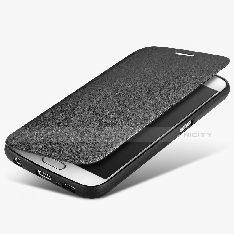 Handytasche Stand Schutzhülle Leder für Samsung Galaxy S6 Duos SM-G920F G9200 Schwarz