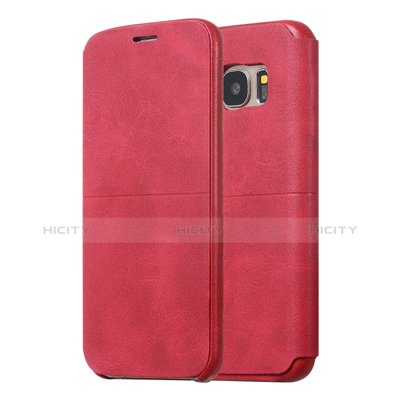 Handytasche Stand Schutzhülle Leder für Samsung Galaxy S7 Edge G935F Rot Plus