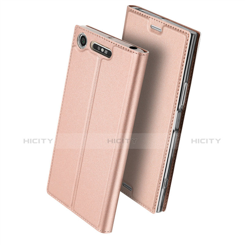 Handytasche Stand Schutzhülle Leder für Sony Xperia XZ1 Compact Rosegold