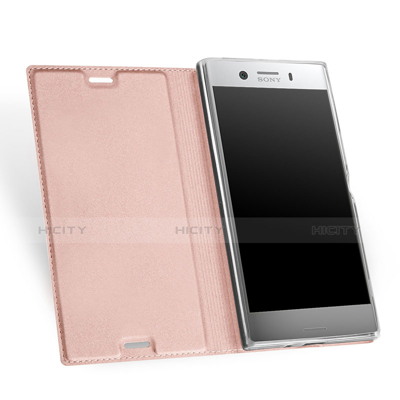 Handytasche Stand Schutzhülle Leder für Sony Xperia XZ1 Compact Rosegold