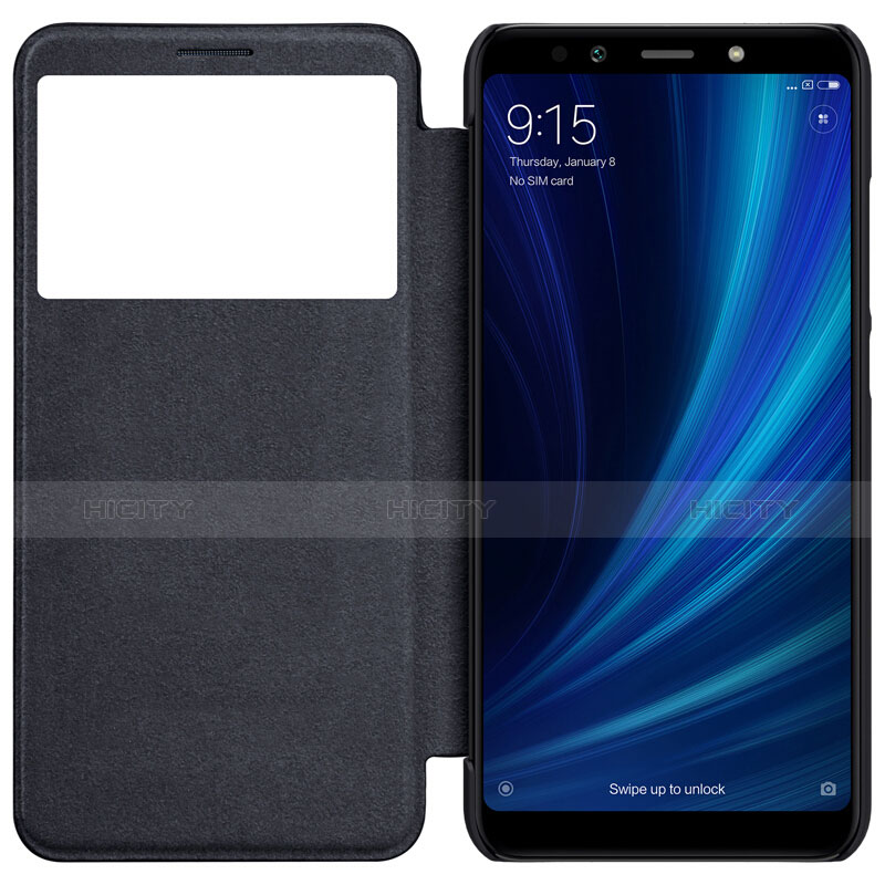 Handytasche Stand Schutzhülle Leder für Xiaomi Mi A2 Schwarz