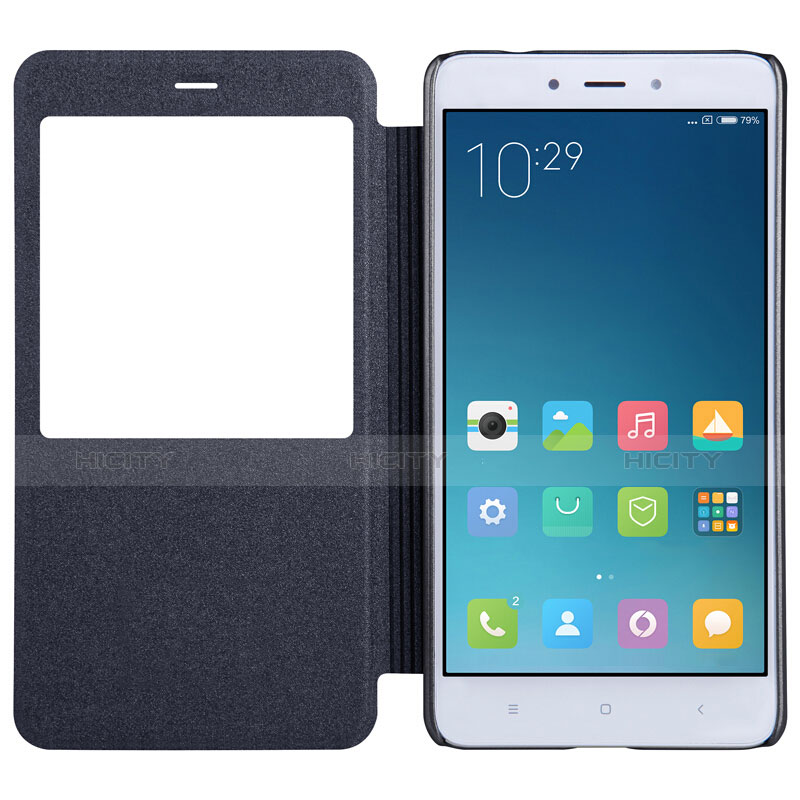 Handytasche Stand Schutzhülle Leder für Xiaomi Redmi Note 4 Schwarz groß