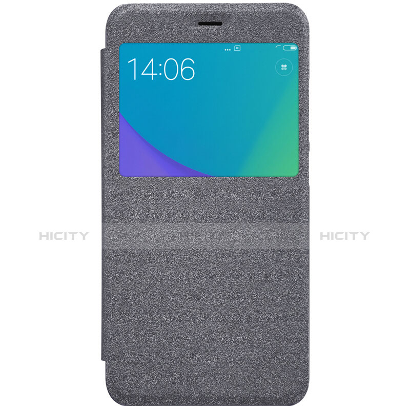 Handytasche Stand Schutzhülle Leder für Xiaomi Redmi Note 5A Standard Edition Schwarz groß