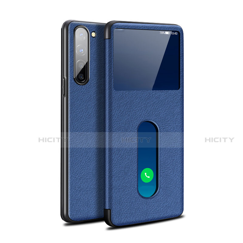 Handytasche Stand Schutzhülle Leder Hülle für Oppo F15 Blau