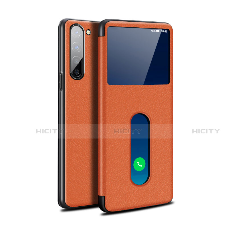 Handytasche Stand Schutzhülle Leder Hülle für Oppo F15 Orange