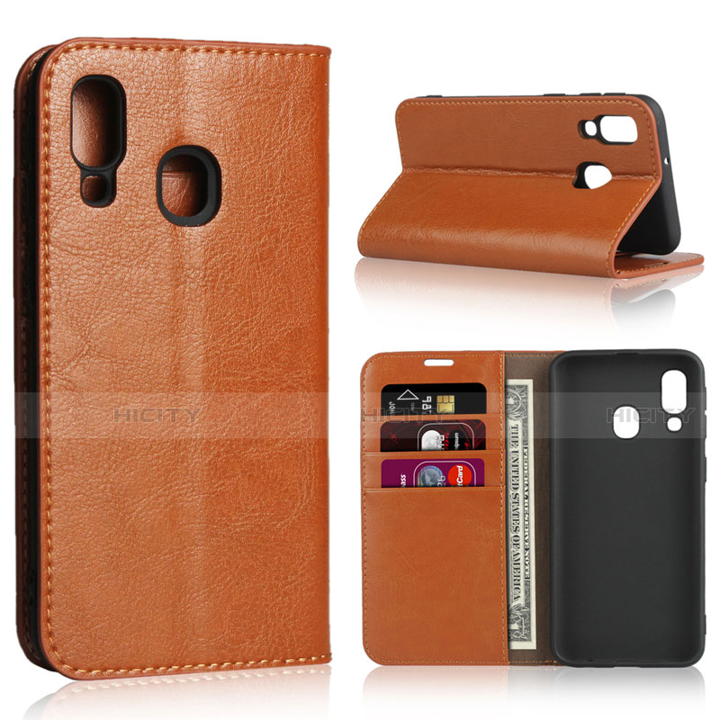 Handytasche Stand Schutzhülle Leder Hülle für Samsung Galaxy A40 Orange