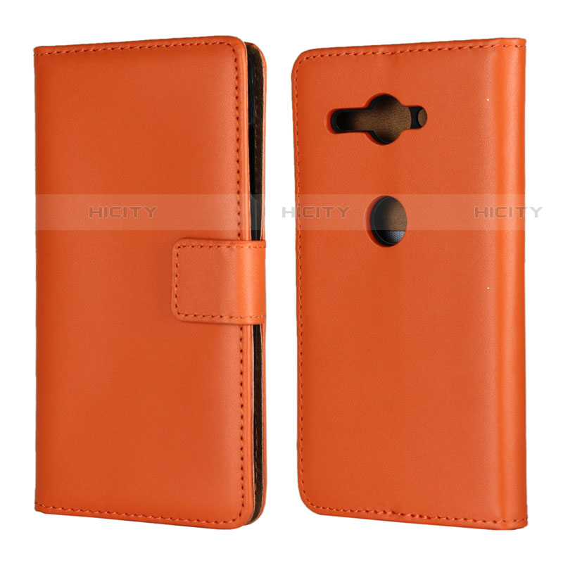 Handytasche Stand Schutzhülle Leder Hülle für Sony Xperia XZ2 Compact Orange