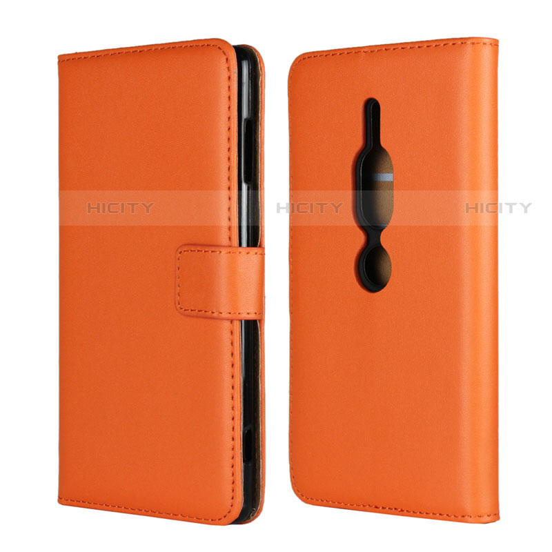 Handytasche Stand Schutzhülle Leder Hülle für Sony Xperia XZ2 Premium Orange