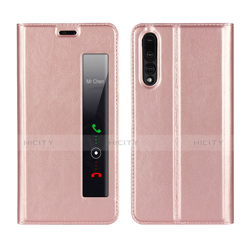 Handytasche Stand Schutzhülle Leder Hülle L01 für Huawei P20 Pro Rosegold